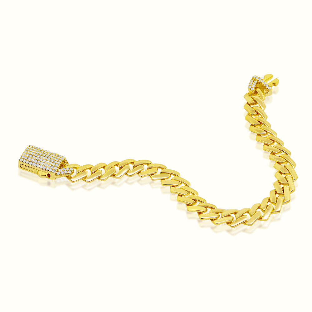 Women's Vermeil Diamond Clasp Flat Cuban Link Bracelet The Gold Goddess Women’s Jewelry By The Gold Gods