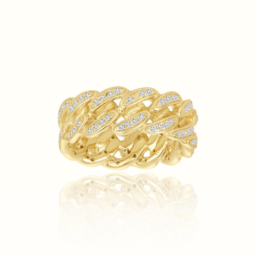 Women's Vermeil Diamond Cuban Link Ring The Gold Goddess Women’s Jewelry By The Gold Gods