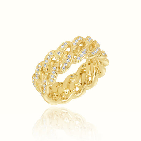 Women's Vermeil Diamond Cuban Link Ring The Gold Goddess Women’s Jewelry By The Gold Gods