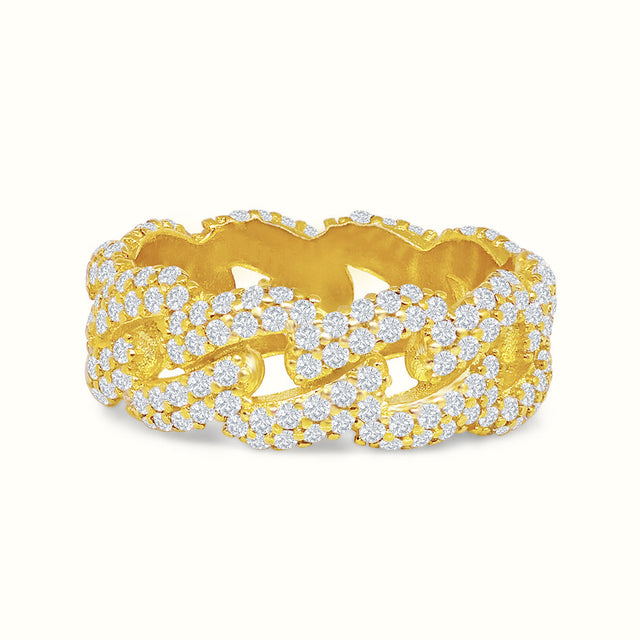 Women's Vermeil Diamond Cuban Link Ring V2 The Gold Goddess Women’s Jewelry By The Gold Gods