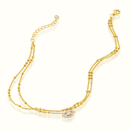 Women's Vermeil Diamond Evil Eye Anklet The Gold Goddess Women’s Jewelry By The Gold Gods