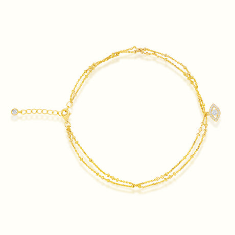 Women's Vermeil Diamond Evil Eye Anklet The Gold Goddess Women’s Jewelry By The Gold Gods