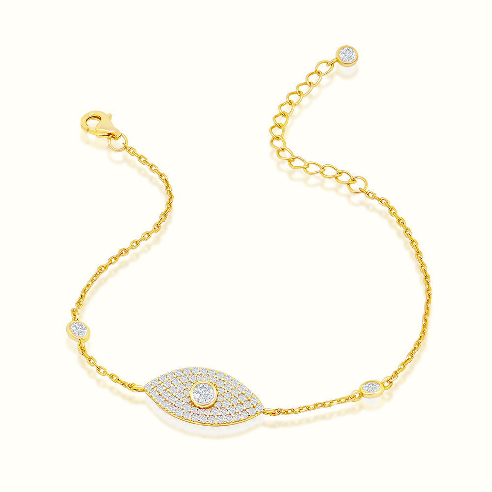 Women's Vermeil Diamond Evil Eye Bracelet The Gold Goddess Women’s Jewelry By The Gold Gods