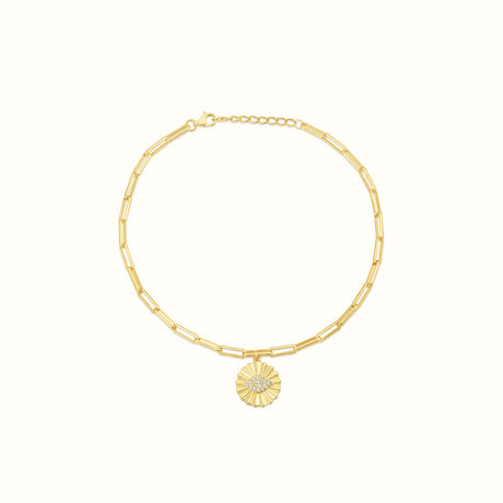 Women's Vermeil Diamond Evil Eye Sun Anklet The Gold Goddess Women’s Jewelry By The Gold Gods