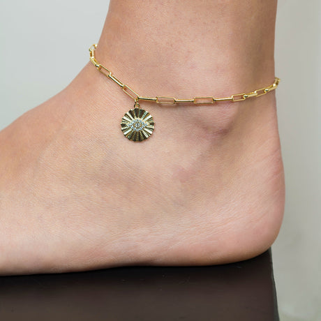 Women's Vermeil Diamond Evil Eye Sun Anklet The Gold Goddess Women’s Jewelry By The Gold Gods