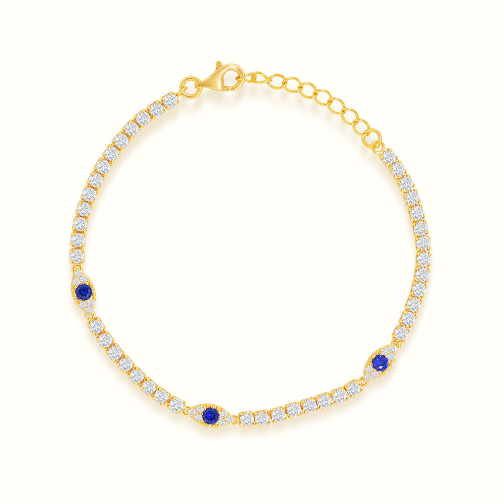 Women's Vermeil Diamond Evil Eye Tennis Bracelet The Gold Goddess Women’s Jewelry By The Gold Gods
