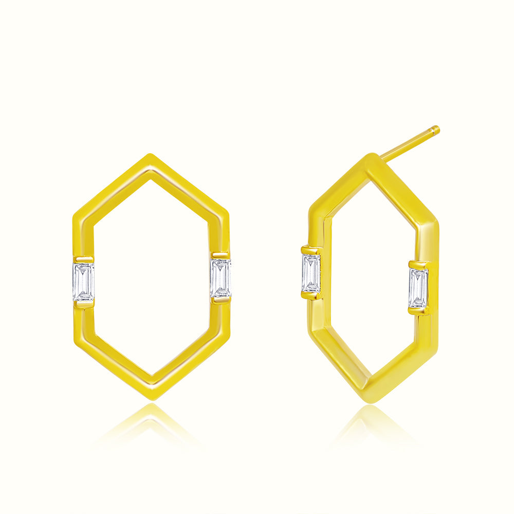 Women's Vermeil Diamond Geometric Earrings The Gold Goddess Women’s Jewelry By The Gold Gods
