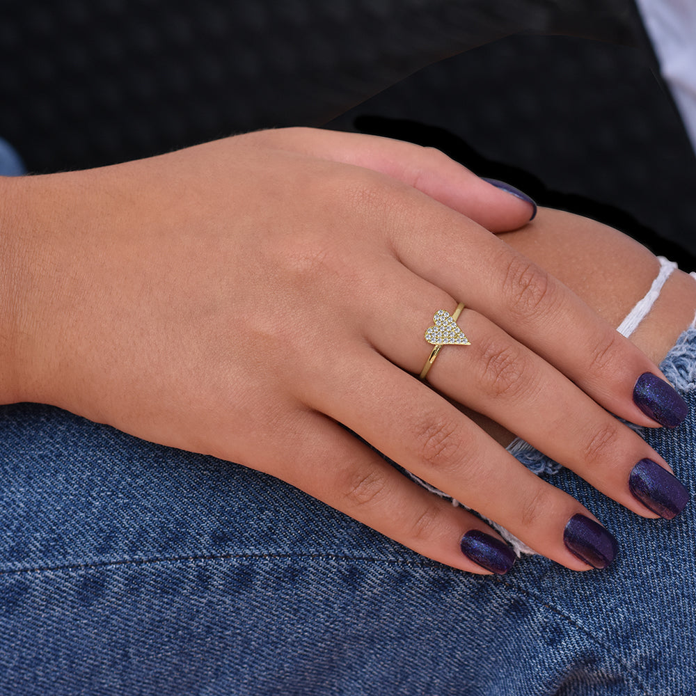 Women's Vermeil Diamond Heart Ring The Gold Goddess Women’s Jewelry By The Gold Gods