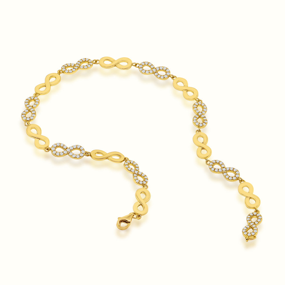 Women's Vermeil Diamond Infinity Anklet The Gold Goddess Women’s Jewelry By The Gold Gods