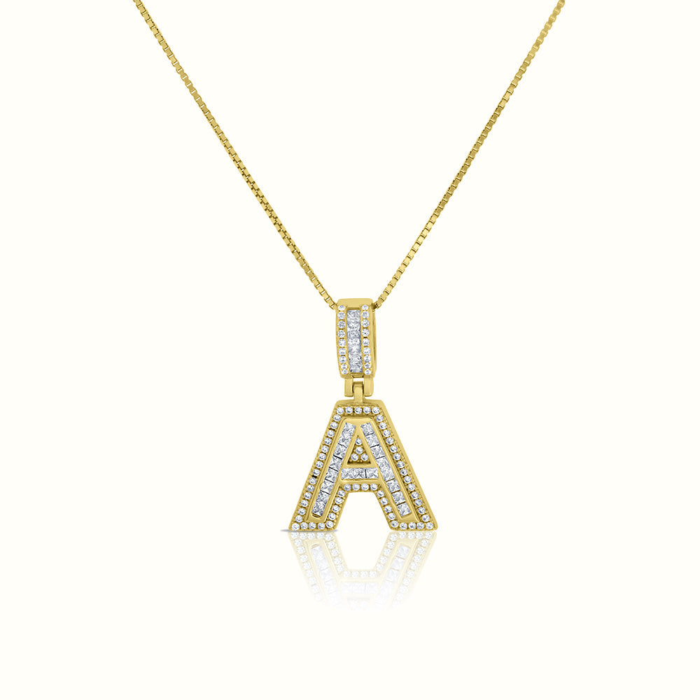 Women's Vermeil Diamond Initial Capital Letter Necklace Pendant