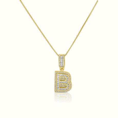 Women's Vermeil Diamond Initial Capital Letter Necklace Pendant