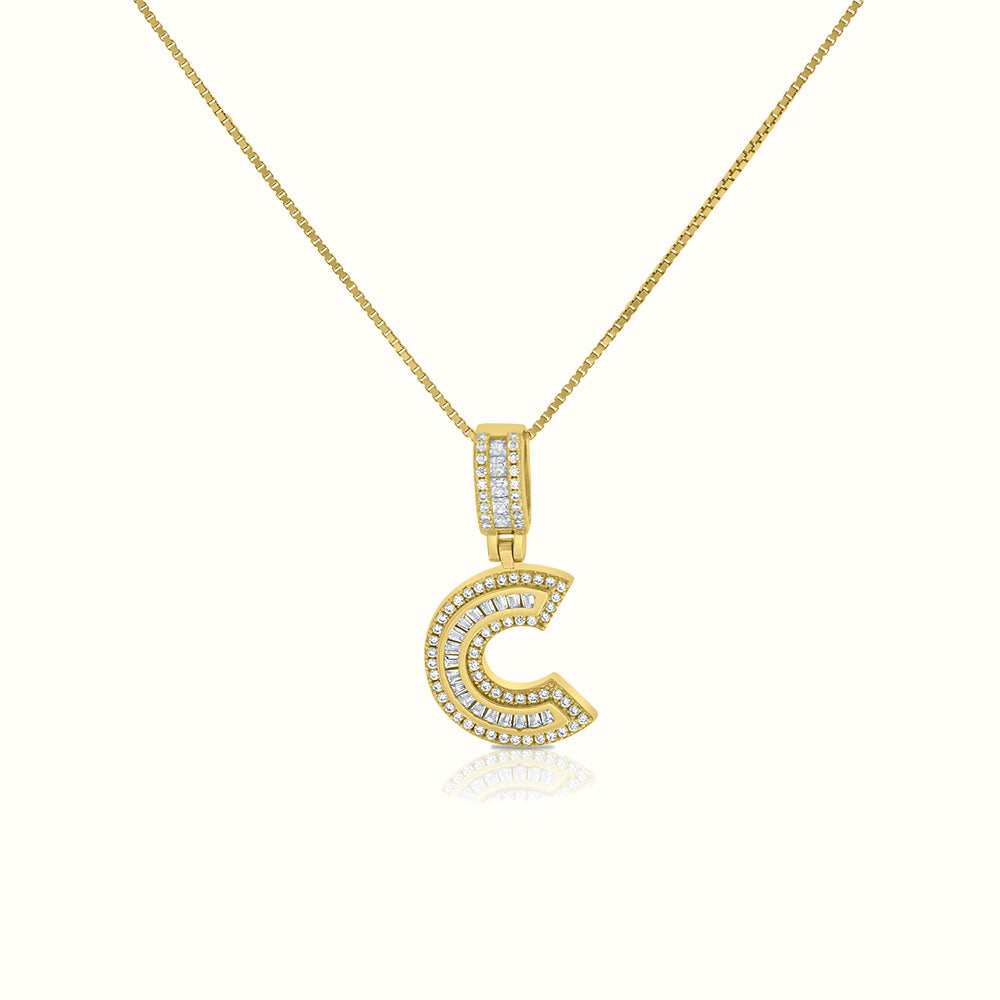 Women's Vermeil Diamond Initial Capital Letter Necklace Pendant