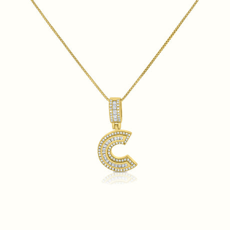 Women's Vermeil Diamond Initial Capital Letter Necklace Pendant
