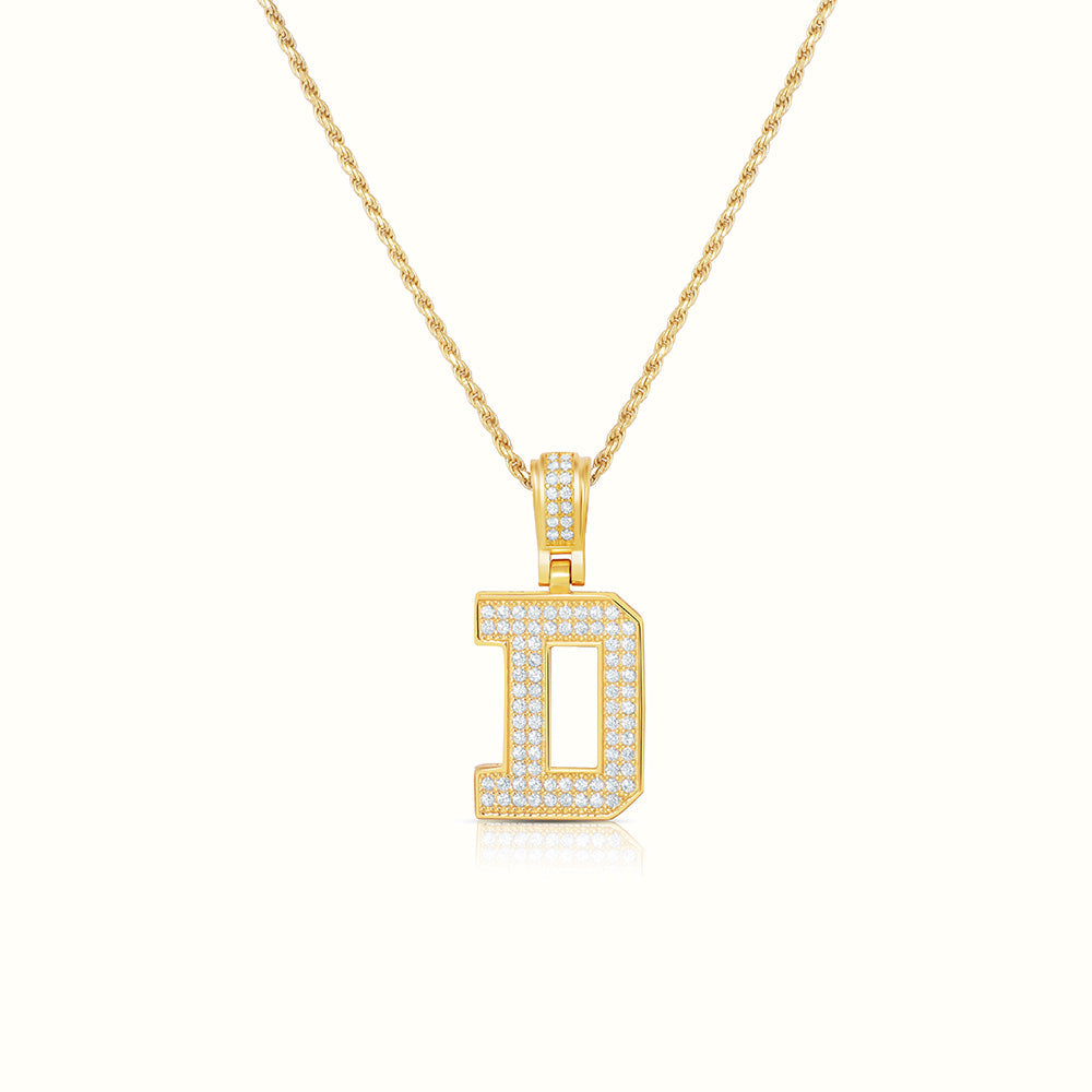 Women's Vermeil Diamond Initial Capital Letter D Necklace Pendant Rope Chain The Gold Goddess Women’s Jewelry By The Gold Gods