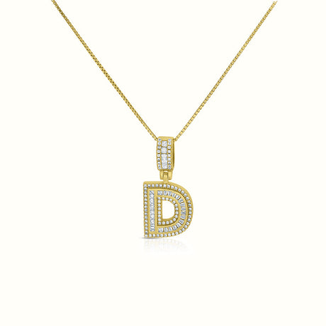 Women's Vermeil Diamond Initial Capital Letter Necklace Pendant