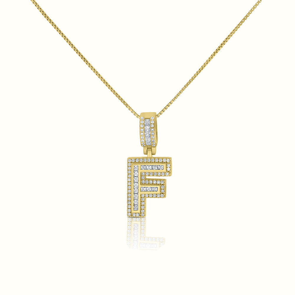 Women's Vermeil Diamond Initial Capital Letter Necklace Pendant