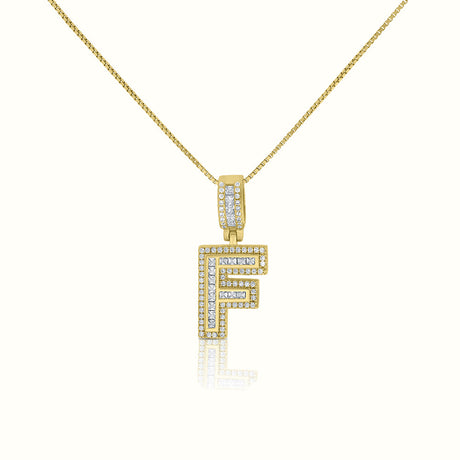 Women's Vermeil Diamond Initial Capital Letter Necklace Pendant