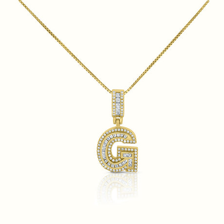Women's Vermeil Diamond Initial Capital Letter Necklace Pendant