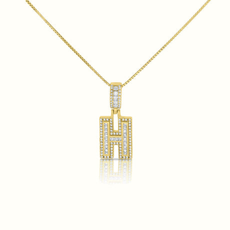 Women's Vermeil Diamond Initial Capital Letter Necklace Pendant