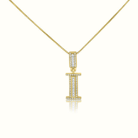 Women's Vermeil Diamond Initial Capital Letter Necklace Pendant