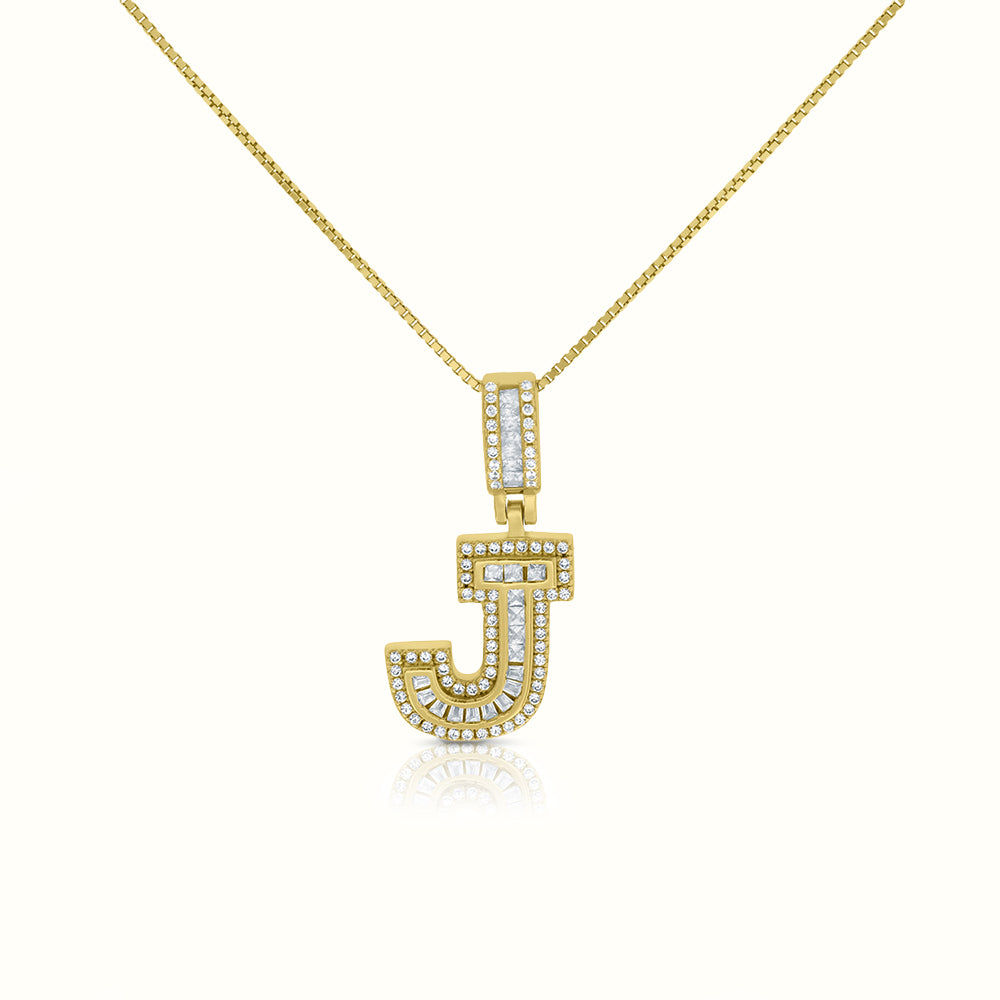 Women's Vermeil Diamond Initial Capital Letter Necklace Pendant