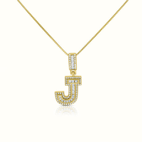 Women's Vermeil Diamond Initial Capital Letter Necklace Pendant