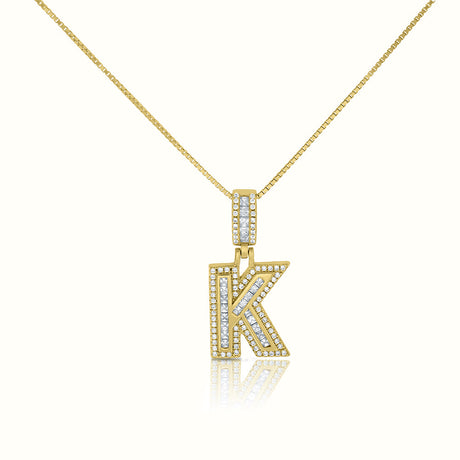 Women's Vermeil Diamond Initial Capital Letter Necklace Pendant
