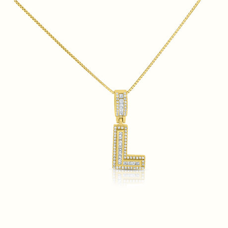 Women's Vermeil Diamond Initial Capital Letter Necklace Pendant