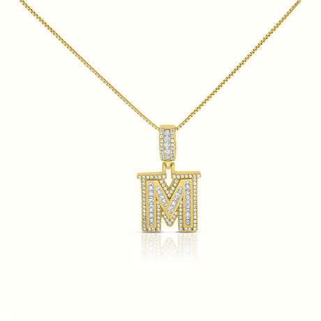 Women's Vermeil Diamond Initial Capital Letter Necklace Pendant