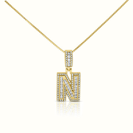Women's Vermeil Diamond Initial Capital Letter Necklace Pendant