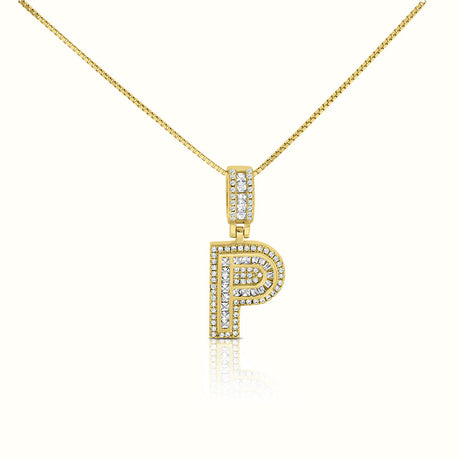 Women's Vermeil Diamond Initial Capital Letter Necklace Pendant