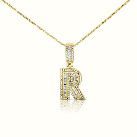 Women's Vermeil Diamond Initial Capital Letter Necklace Pendant