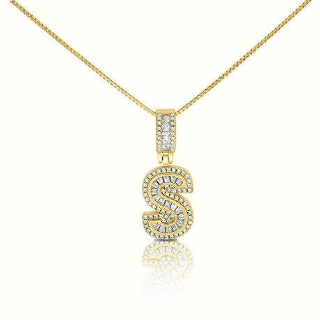 Women's Vermeil Diamond Initial Capital Letter Necklace Pendant
