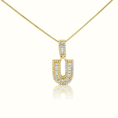 Women's Vermeil Diamond Initial Capital Letter Necklace Pendant