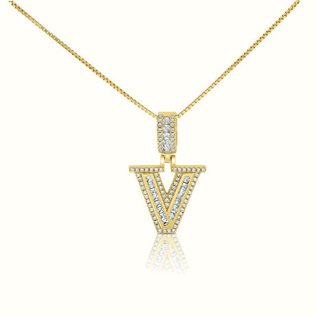 Women's Vermeil Diamond Initial Capital Letter Necklace Pendant