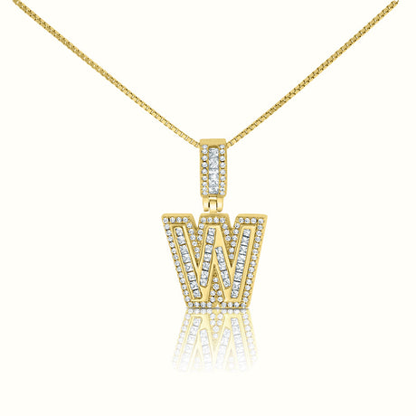 Women's Vermeil Diamond Initial Capital Letter Necklace Pendant