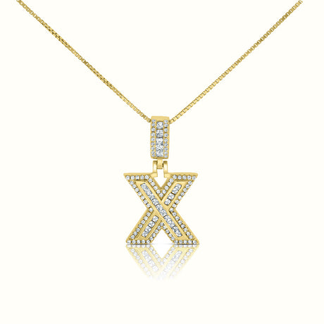 Women's Vermeil Diamond Initial Capital Letter Necklace Pendant