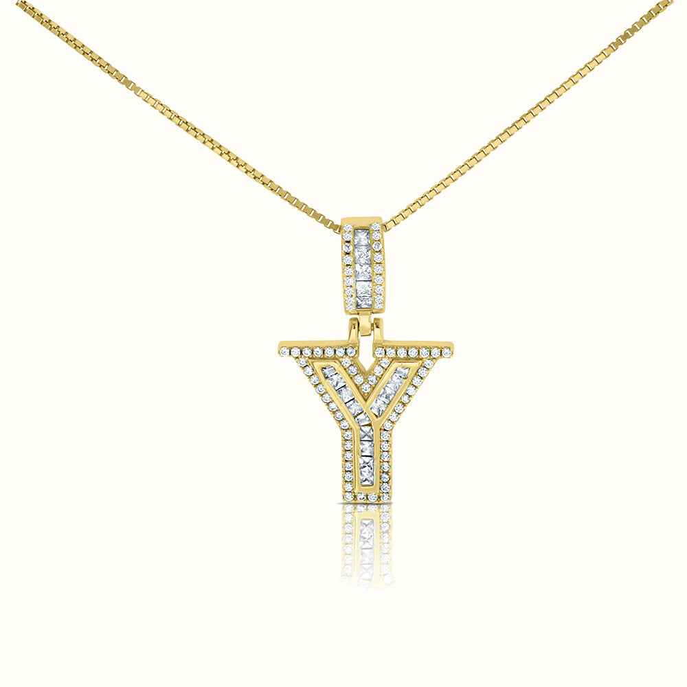 Women's Vermeil Diamond Initial Capital Letter Necklace Pendant