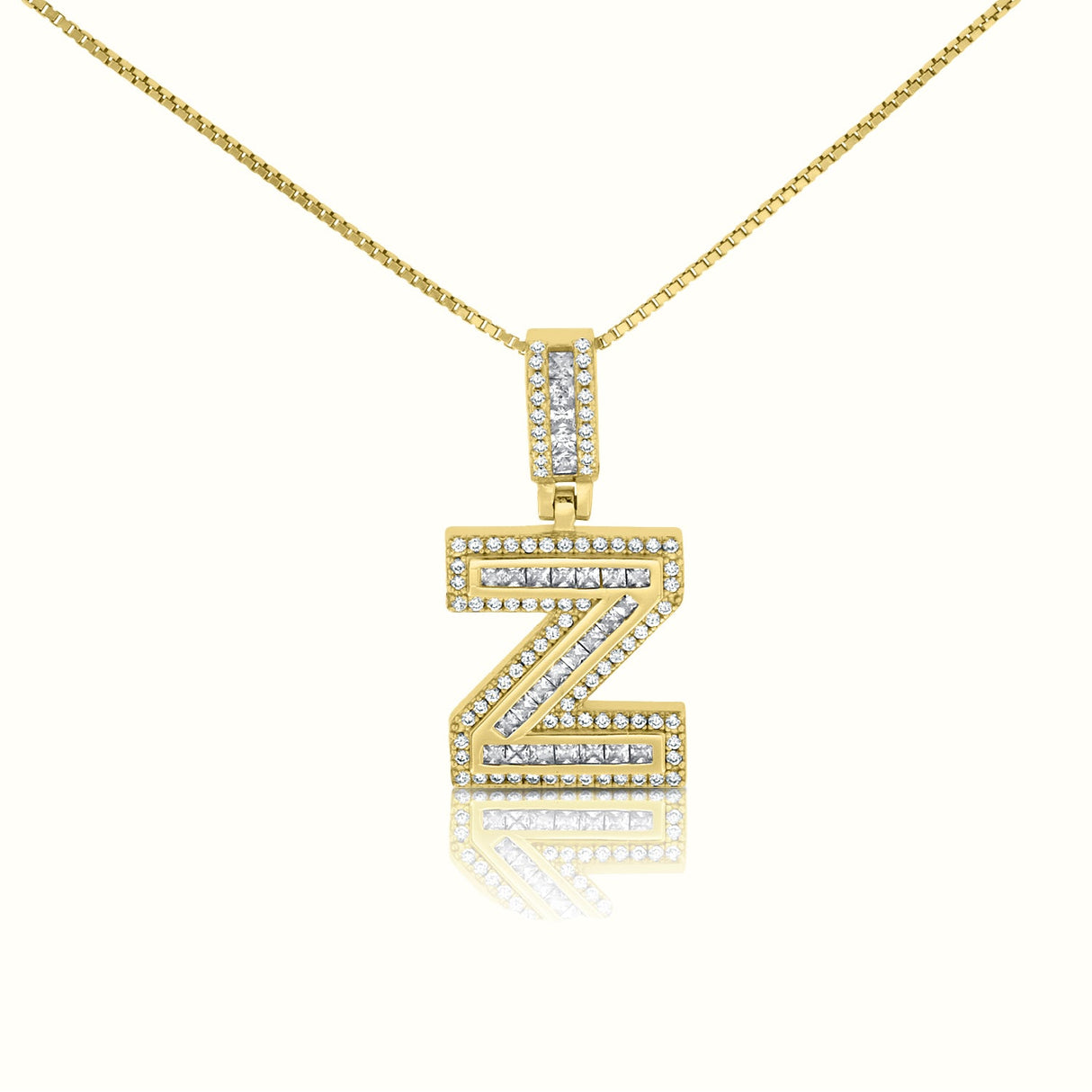Women's Vermeil Diamond Initial Capital Letter Necklace Pendant