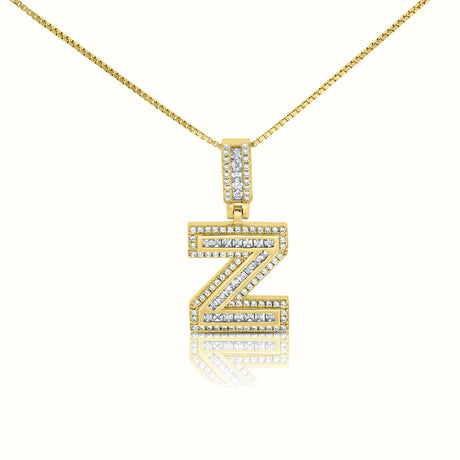 Women's Vermeil Diamond Initial Capital Letter Necklace Pendant