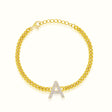 Women's Vermeil Diamond Initial Letter Cuban Bracelet The Gold Goddess Women’s Jewelry By The Gold Gods