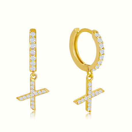 Women's Vermeil Diamond Letter X Hoop Earrings The Gold Goddess Women’s Jewelry By The Gold Gods