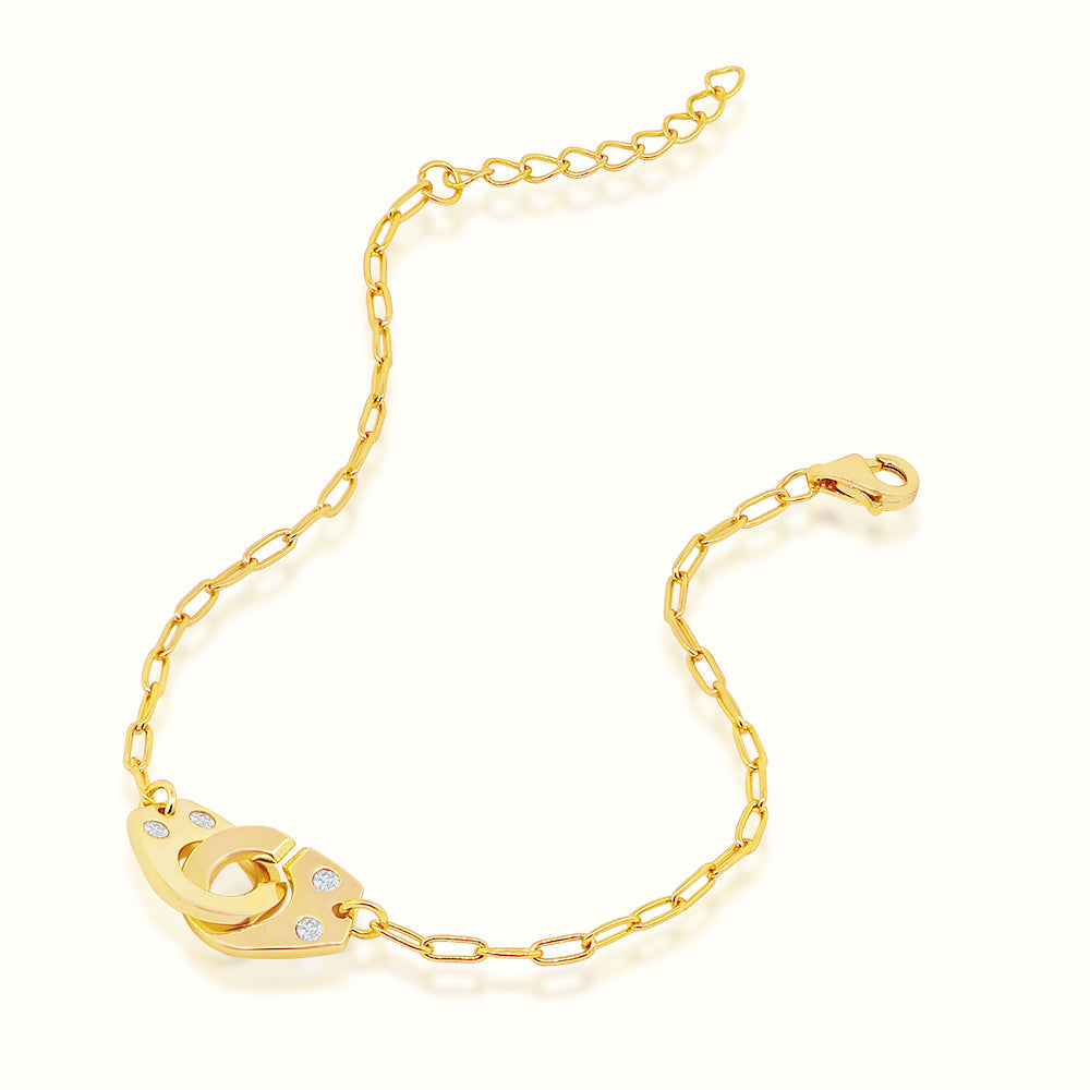 Women's Vermeil Diamond Locked Handcuff Bracelet The Gold Goddess Women’s Jewelry By The Gold Gods