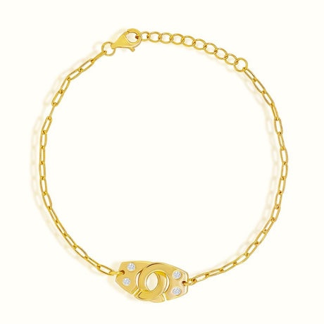 Women's Vermeil Diamond Locked Handcuff Bracelet The Gold Goddess Women’s Jewelry By The Gold Gods