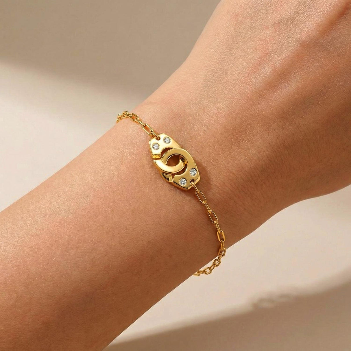Women's Vermeil Diamond Locked Handcuff Bracelet The Gold Goddess Women’s Jewelry By The Gold Gods