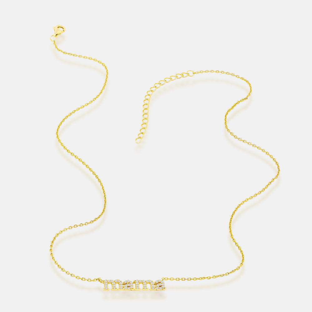 Women's Vermeil Diamond Mama Neckalce The Gold Goddess Women’s Jewelry By The Gold Gods