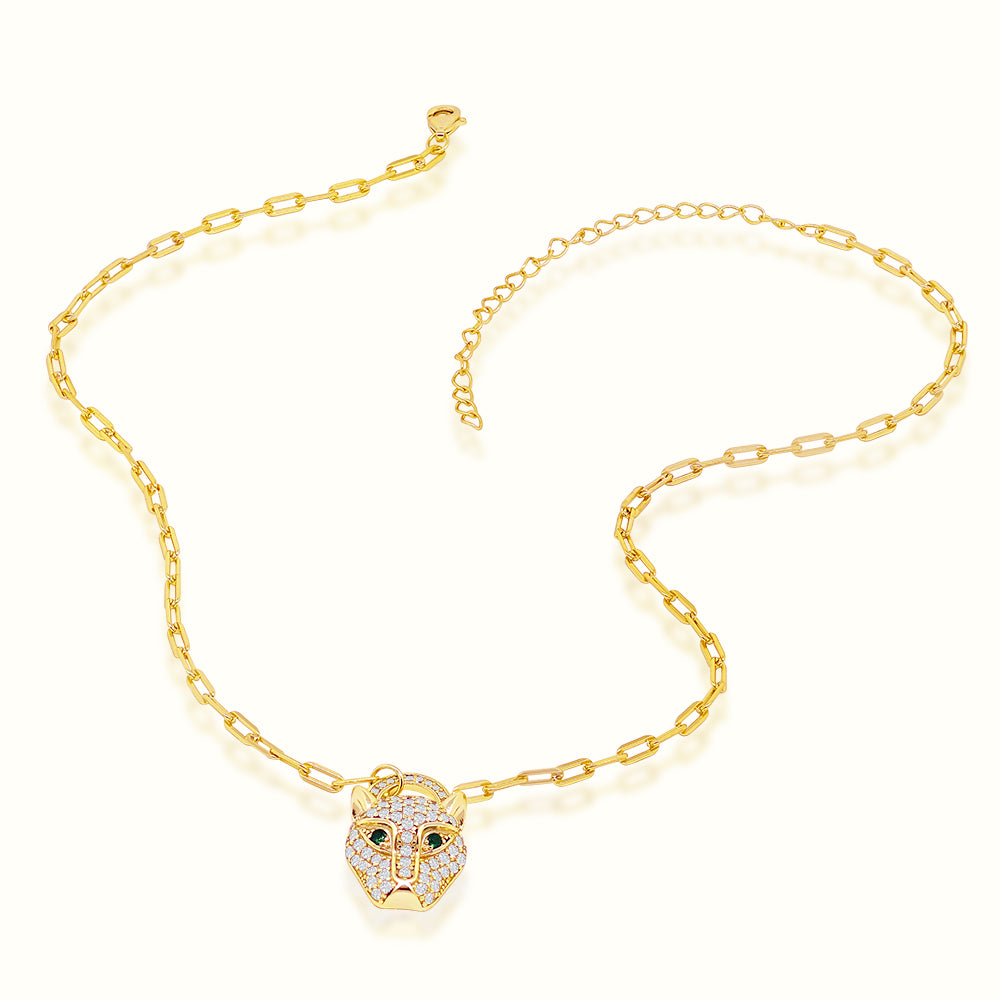 Women's Vermeil Diamond Panther Head Necklace Pendant The Gold Goddess Women’s Jewelry By The Gold Gods