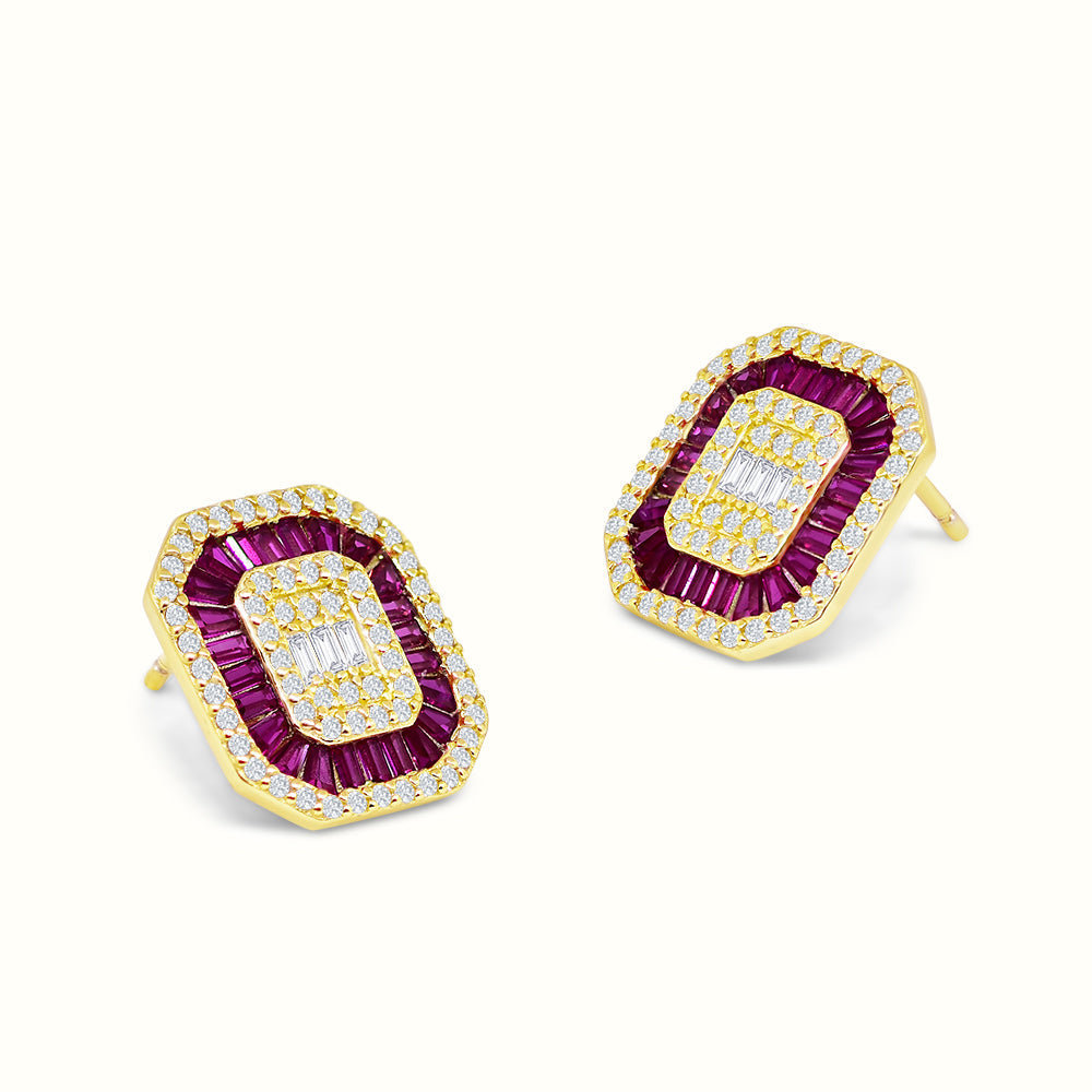 Women's Vermeil Diamond & Ruby Earrings The Gold Goddess Women’s Jewelry By The Gold Gods