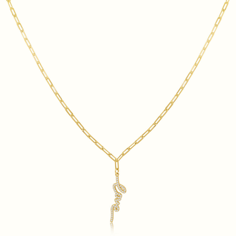Women's Vermeil Diamond Script Love Necklace Pendant The Gold Goddess Women’s Jewelry By The Gold Gods