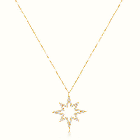 Women's Vermeil Diamond Star Frame Necklace Pendant The Gold Goddess Women’s Jewelry By The Gold Gods